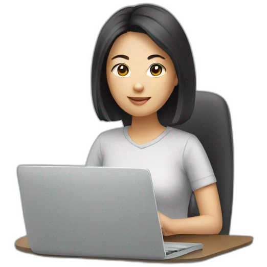 asian woman working on laptop emoji