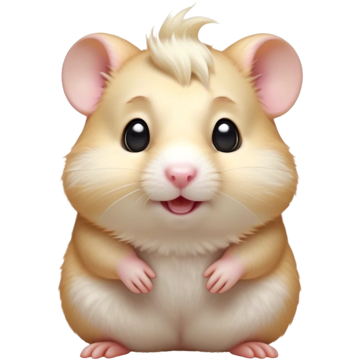 Cinematic Comical Cream Hamster Portrait Emoji, Head tilted dramatically with an exaggeratedly amused expression, featuring a striking cream fur with a luminous sheen, wide, expressive dark eyes filled with playful disbelief, Simplified yet hilariously expressive features, highly detailed, glowing with a slightly sassy glow, high shine, dramatic yet playful, stylized with an air of cheeky mischief, bright and endearing, soft glowing outline, capturing the essence of a spirited and over-the-top hamster, so meme-worthy it feels like it could side-eye its way into internet fame instantly! emoji