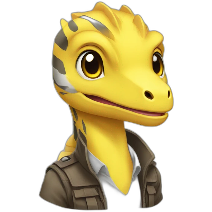 cute yellow velociraptor anime emoji