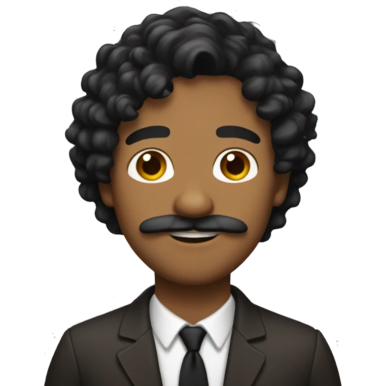 brown man with mustache and wavy black hair emoji