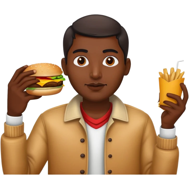 Indian man eating a cheeseburger emoji
