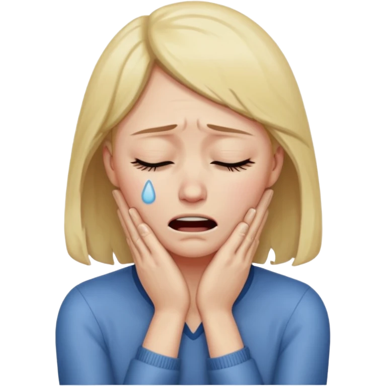 Sobbing face with hands on neck emoji