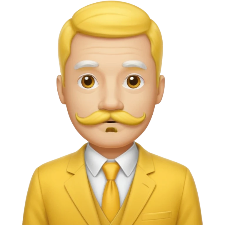 Yellow head white handlebar moustache emoji
