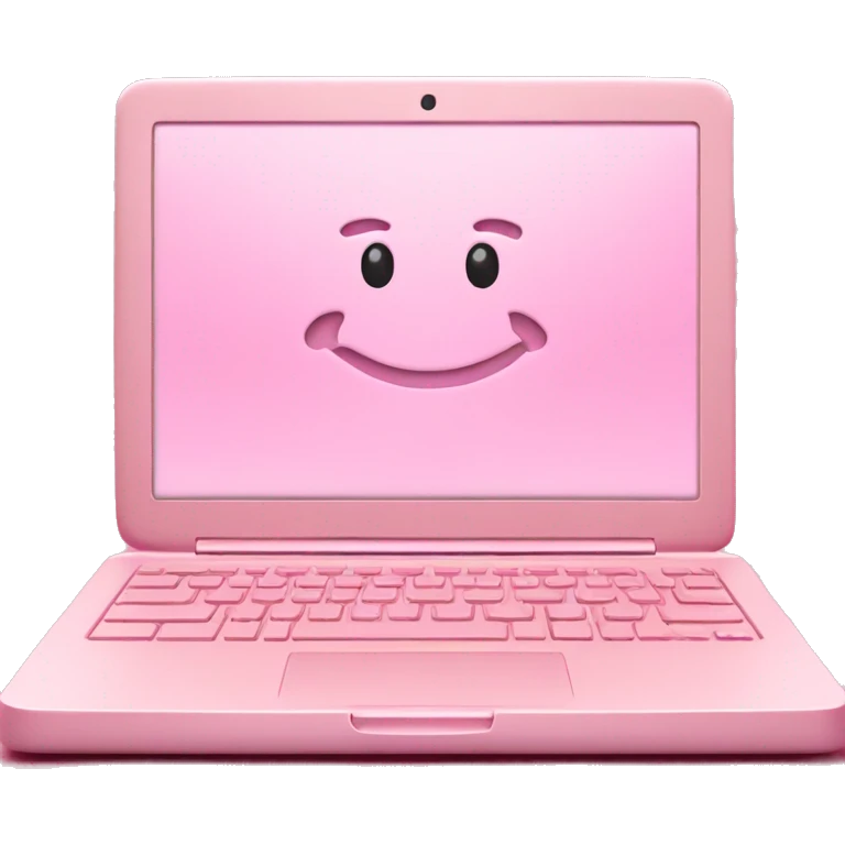 light pink laptop with powerpoint slides on screen emoji
