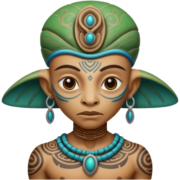 alien mayan ancient with tatooed emoji