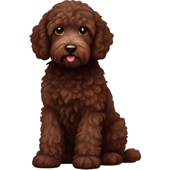 Mini chocolate labradoodle sitting down emoji