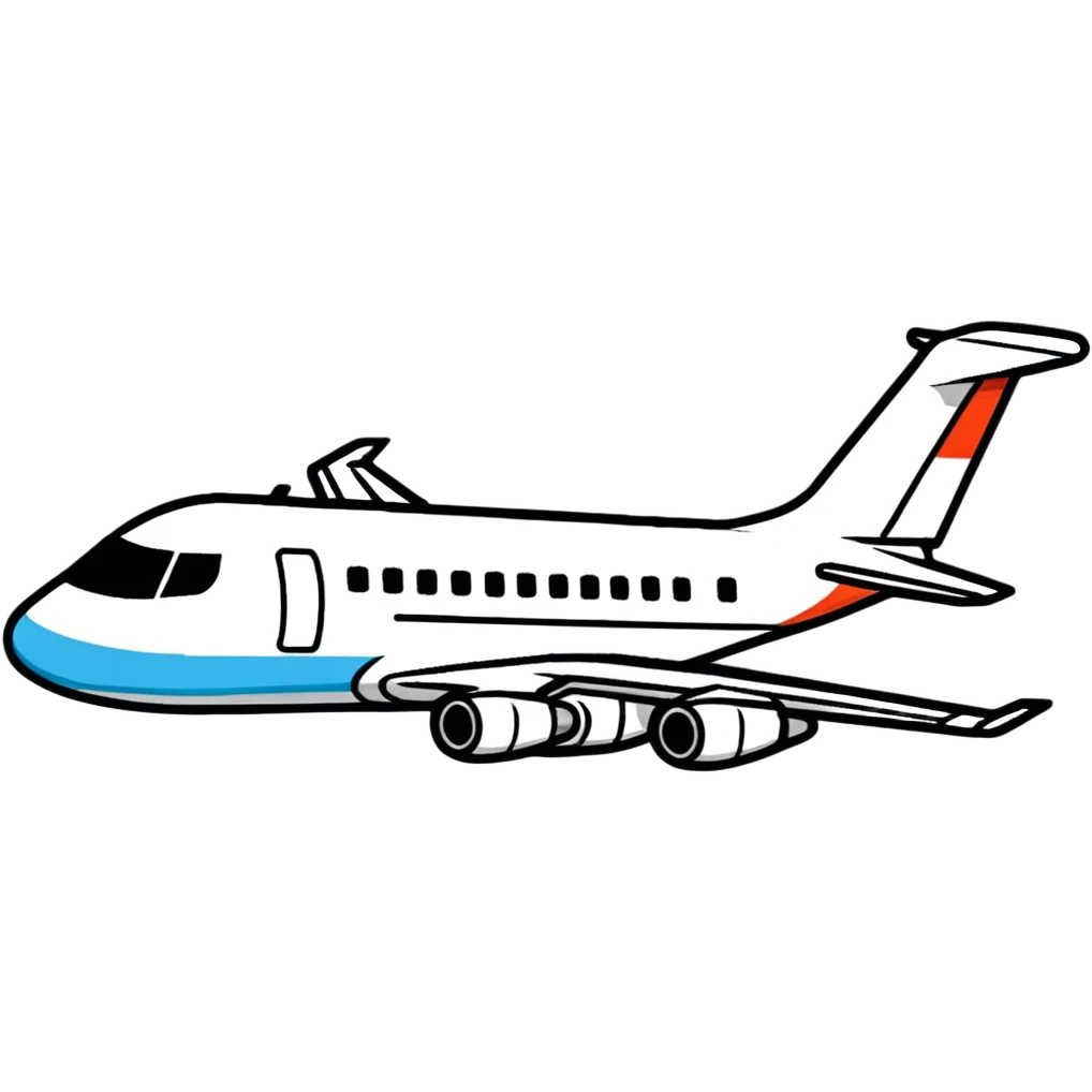 airplane, cartoonish sticker style emoji