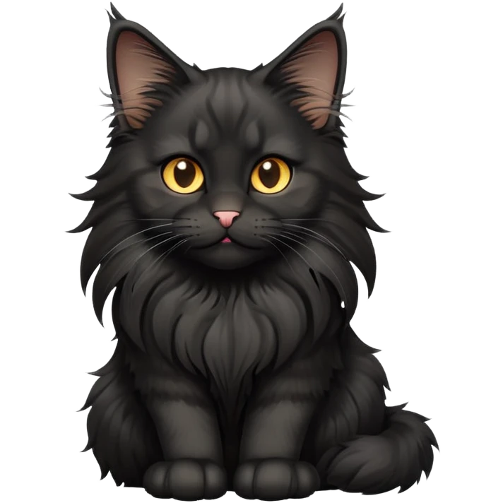 cinematic-cute black-maine-coon-cat-portrait-emoji,-head-tilted-playfully-and-inquisitively,-sleek--black-fur,-simplified-yet-adorable-features,-highly-detailed,-glowing-with-a-warm,-friendly-glow  emoji