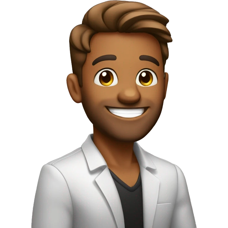 Persona hombre color bronceado pelo liso con serquillo sonriendo con estrellas en los ojos emoji