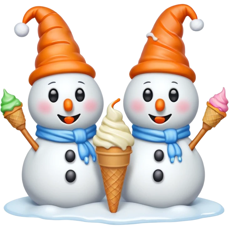 snowmen with ice cream emoji