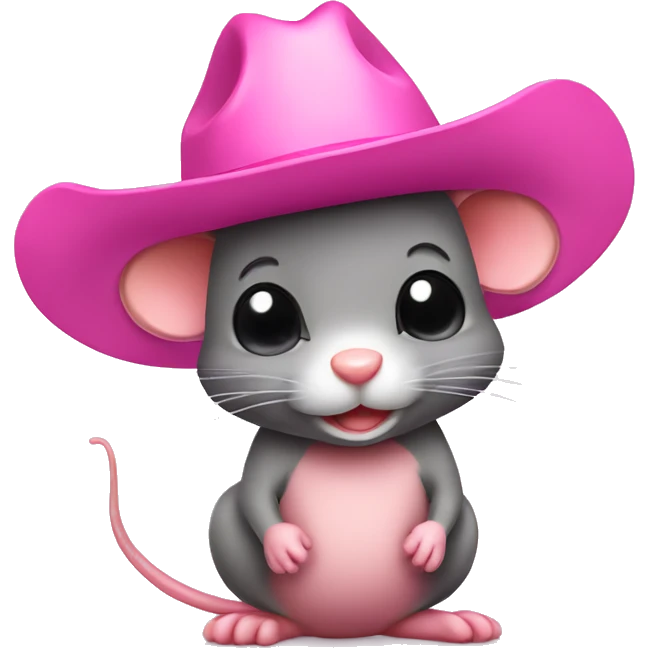 Cute mouse with pink cowboy hat emoji