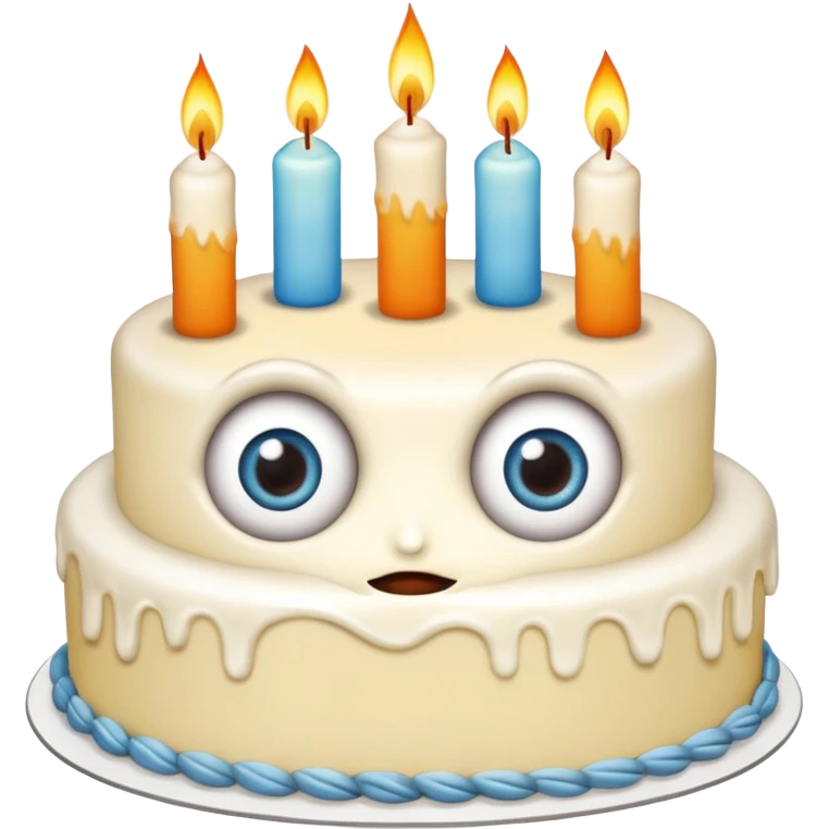 cake with eyes and candles emoji