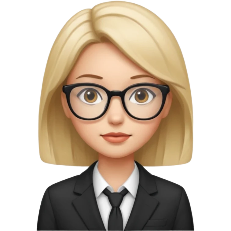 pretty girl with glasses, wearing a suit, confident expression emoji