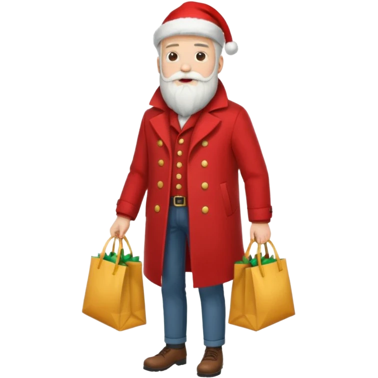 дед мороз  в полный рост держит мешок подарков emoji