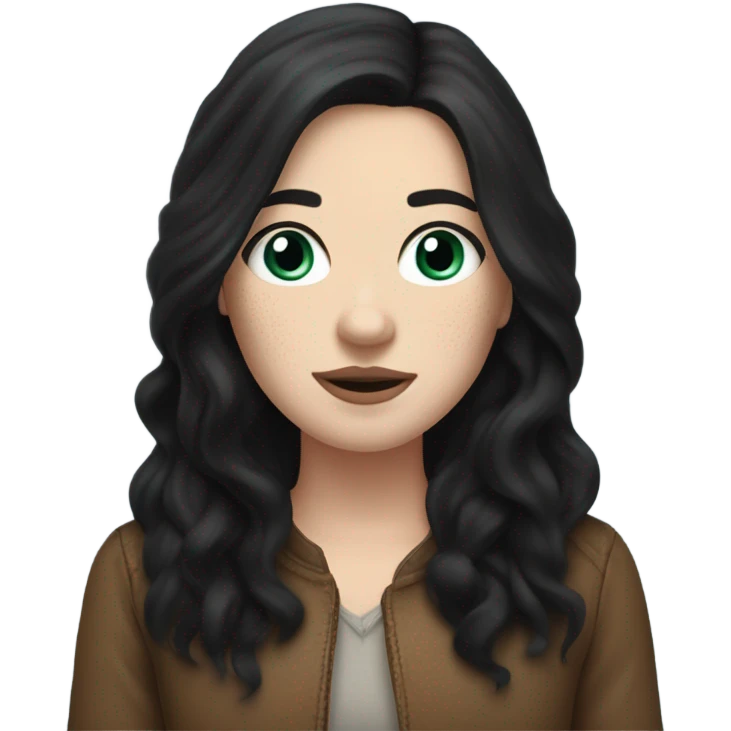 White Girl with long black hair and freckles wearing buffalo bills  emoji