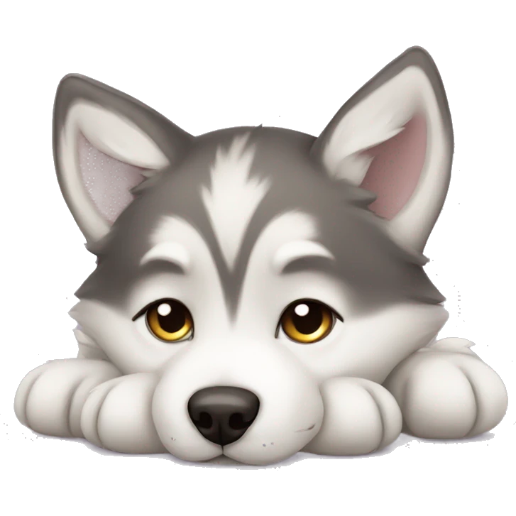 Cute little husky puppy wanting to nap emoji