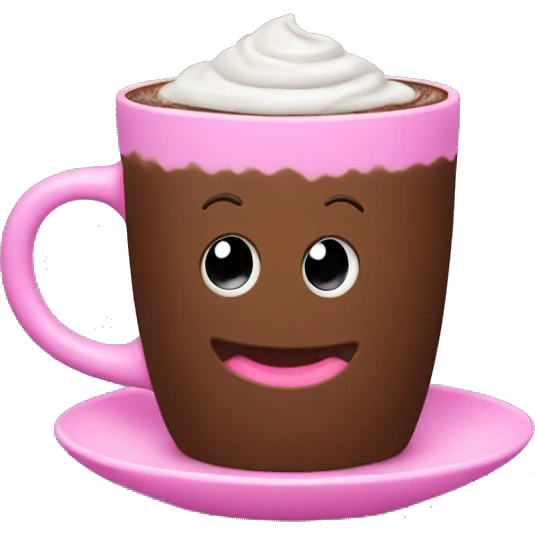 Hot chocolate with pink cup emoji