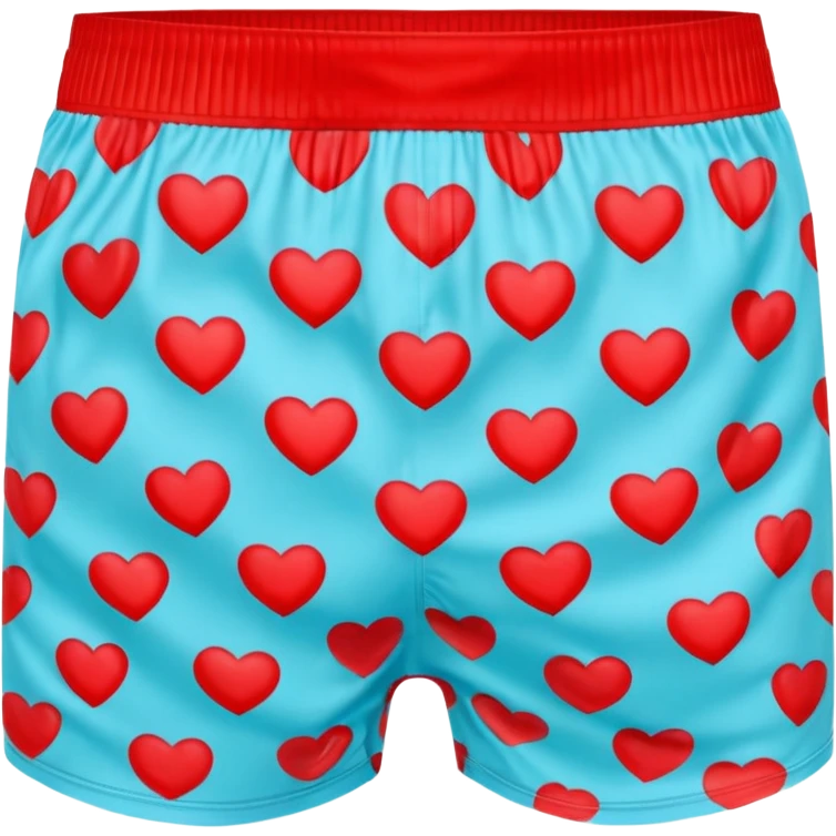 A 3D emoji of men’s boxer shorts in Apple style, decorated with bright red heart patterns. The shorts are simple with no drawstring, only an elastic waistband. Playful and fun design, glossy and smooth texture. Clean Apple-style rendering, isolated on white background.








 emoji