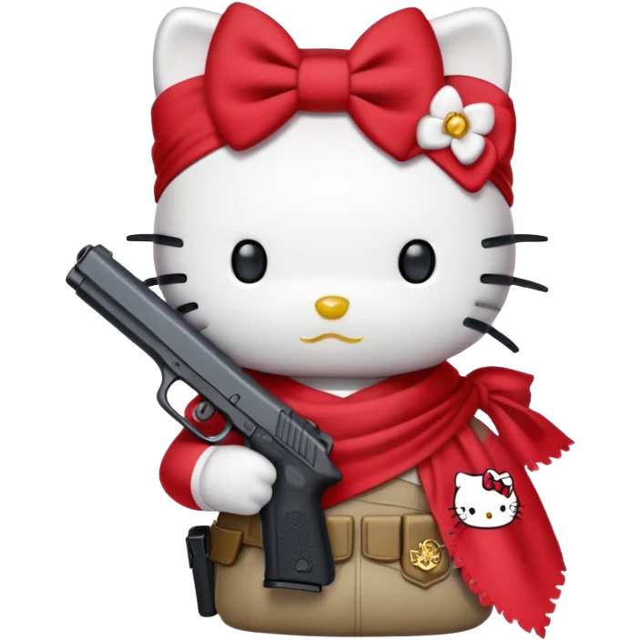 Hello kitty with a Glock and red bandanna  emoji