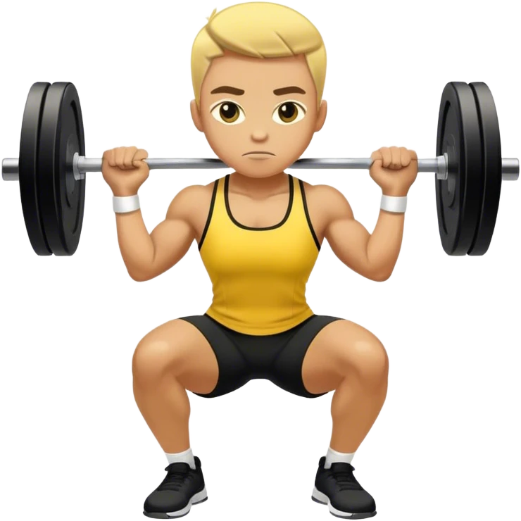 yellow and black clothes athlete weighted squats emoji