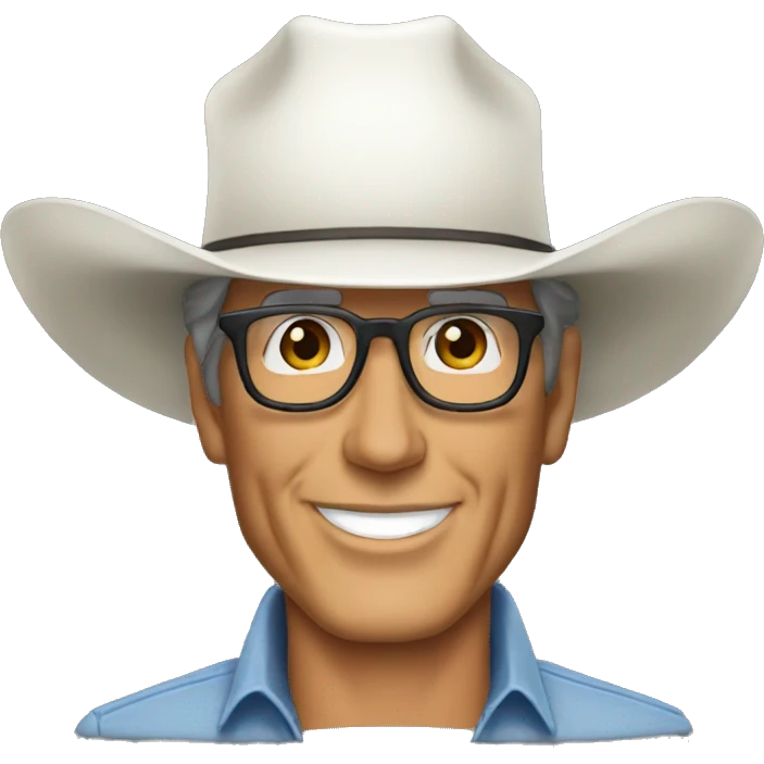 George strait with some wrinkles and glasses with white cowboy hat  emoji