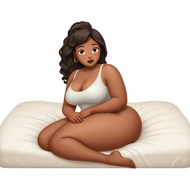 Curvy African American intimate sfw bed pose emoji