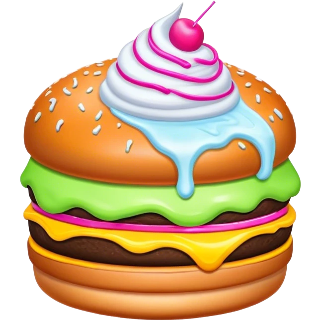 Melted neon  ice cream burger slice emoji