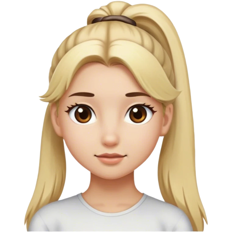 blonde girl with brown eyes and half up pony tail emoji