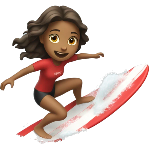 girl surfing on red wave emoji