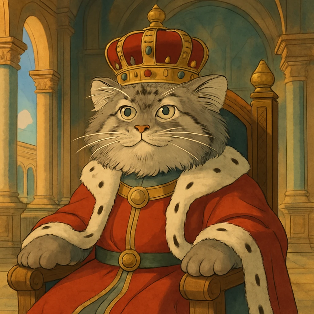 pallas cat in a palace dressed as a king emoji