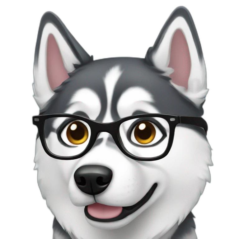 Husky With glasses emoji