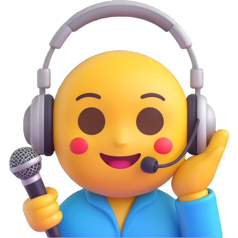 high definition emoji depicting ASMR with smooth edges, relaxing and soothing expression, visual cues like headphones and a microphone, soft color palette emoji