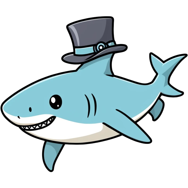 Shark with a top hat emoji