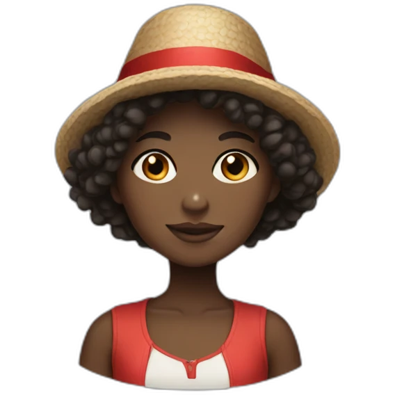 A dark-skinned girl with short, curly hair and wearing a Russian hat   emoji