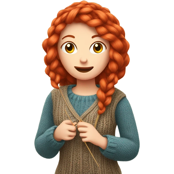 Red headed woman knitting  emoji