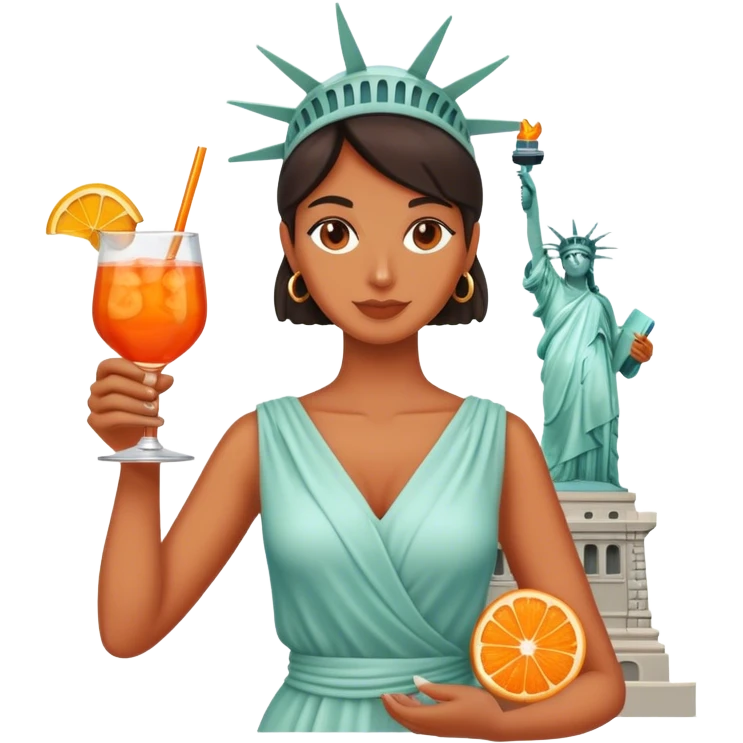 HOLDING COCKTAIL APEROL, statue of liberty emoji