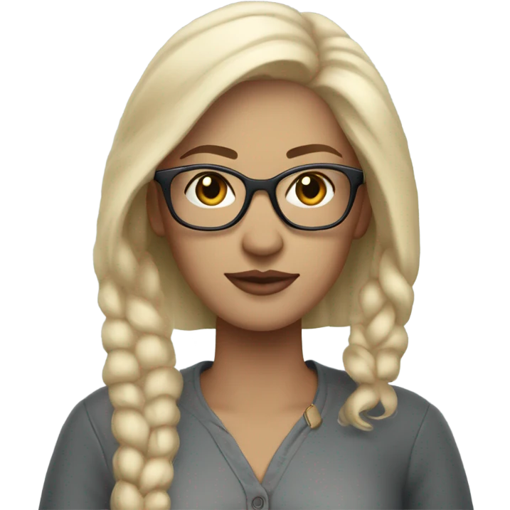 a white woman, basic style with simple, natural hair and minimal makeup, with glasses and macbook, and accessorizes with a watch , reflecting modern practicality. emoji