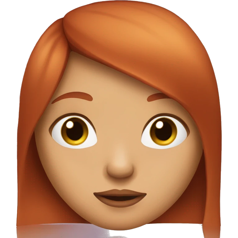 Girl with long straight red hair and kiss face emoji