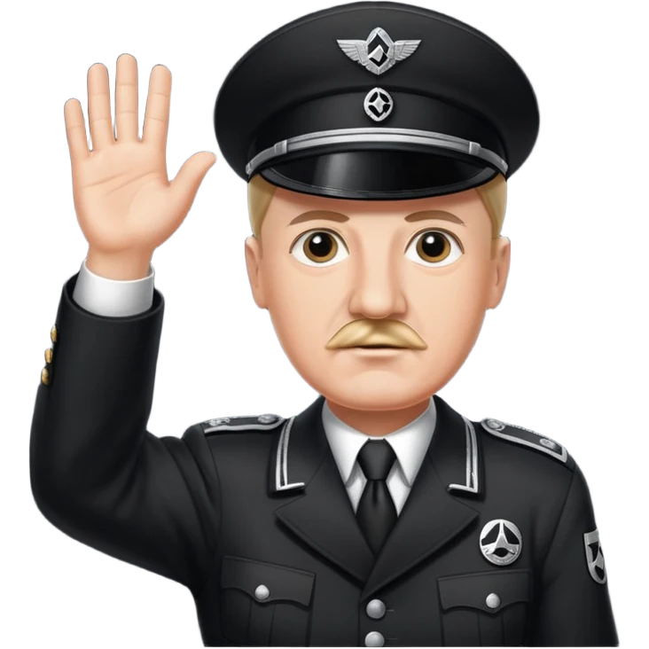 Hitler raising one hand straight out like a Sieg Hail salute in Black SS uniform  emoji