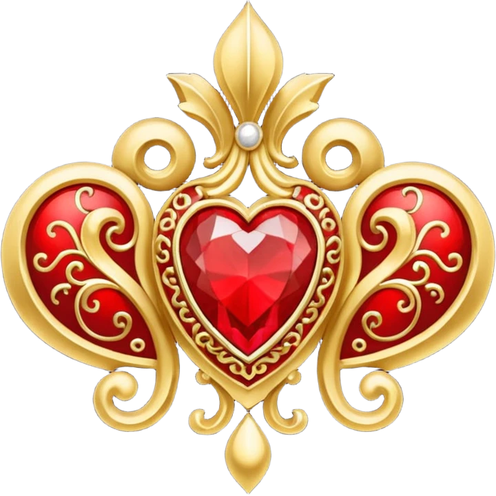 rococó moño rojo con dorado emoji