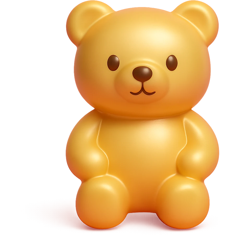 gold teddybear, metallic, shiny, icon emoji