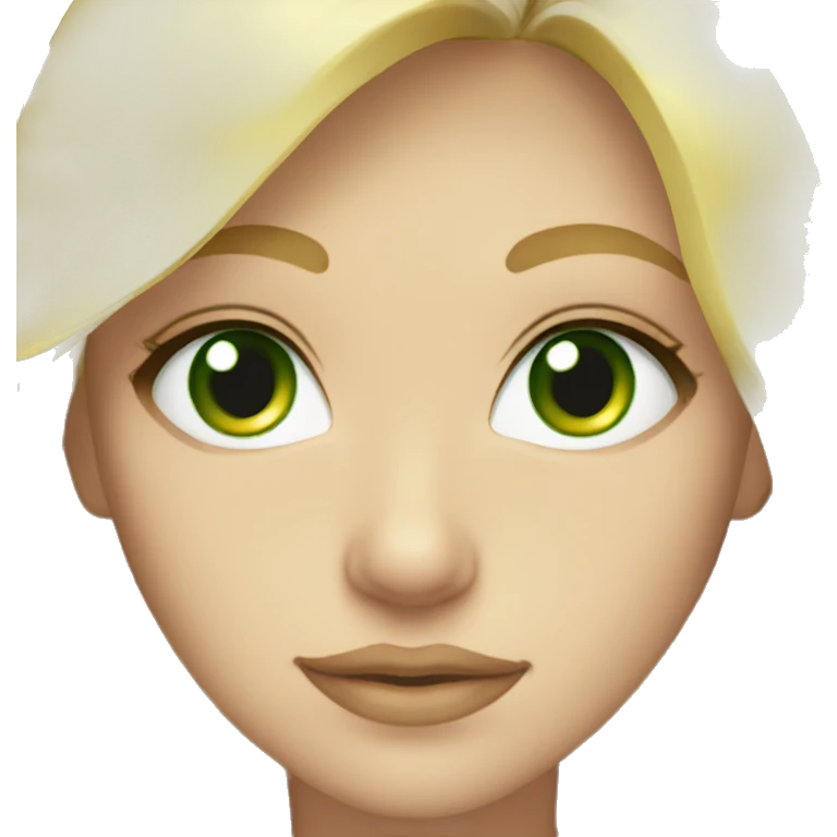 Bow in blonde hair green eyes emoji