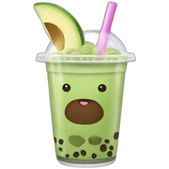 Bubble tea with avocado emoji