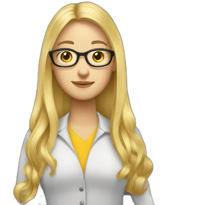blonde long hair librarian with books emoji