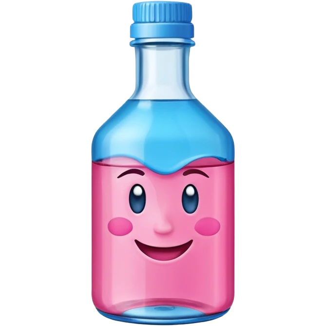 Smiling winking oil bottle pink blue top  emoji