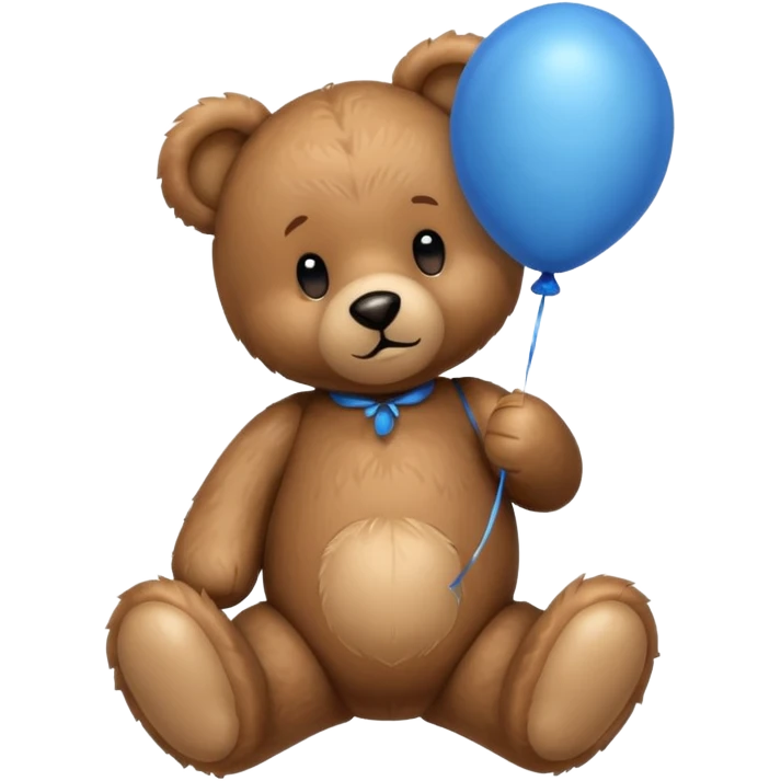 Emoji teddy set down with a baloon bleue emoji