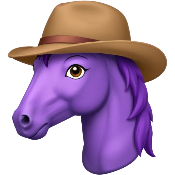 purple horse with brown hat emoji