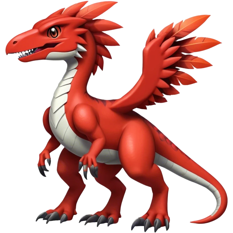 Dark Furry feather-mane Cool Edgy shiny Digimon-Fakemon-Guilmon-Velociraptor-Dinosaur full body   emoji