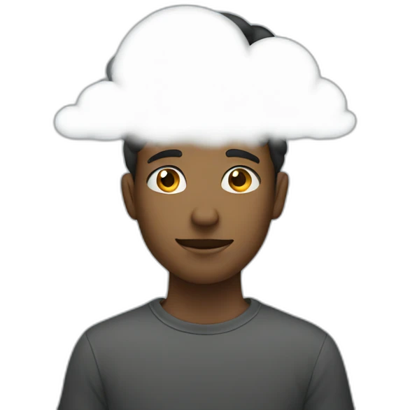 A young Man with a cloud in front of his face emoji