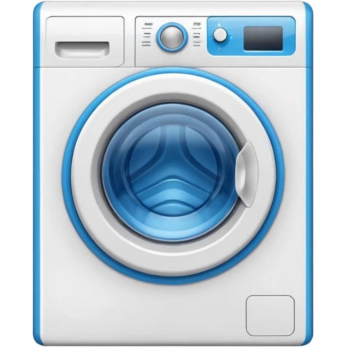 “Minimalist washing machine emoji, white outline with blue circle window, simple and clean design” emoji
